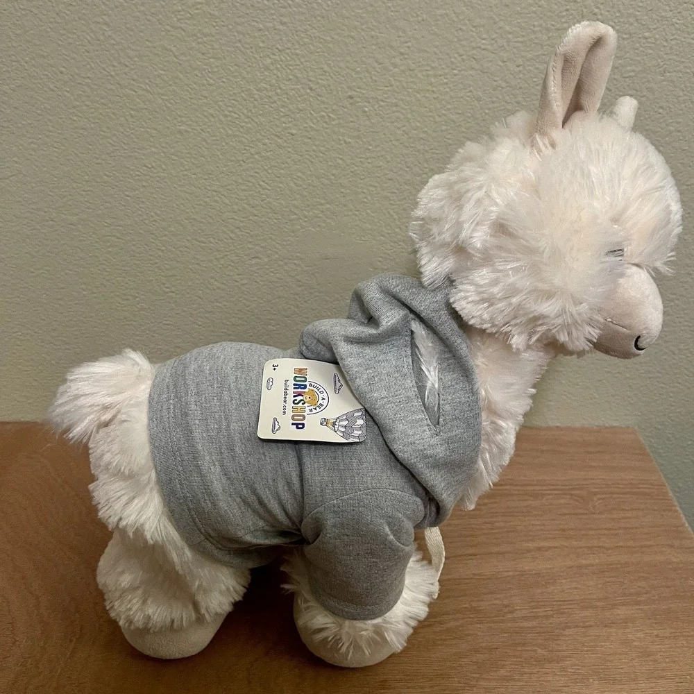 NWT Build A Bear  Workshop  Wooly Alpaca Plush Toy Cream & NWT Gray Hoodie‎